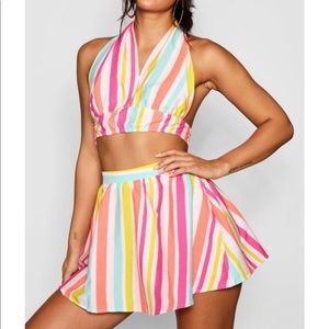 Natalie cross front crop top & mini skirt set